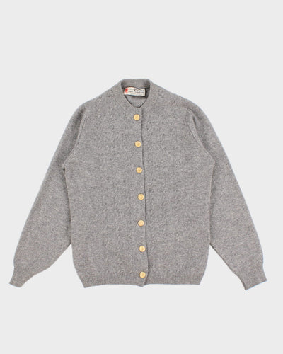 Vintage 70s Pringle For Lane Crawford Grey Knit Cardigan - XS/S