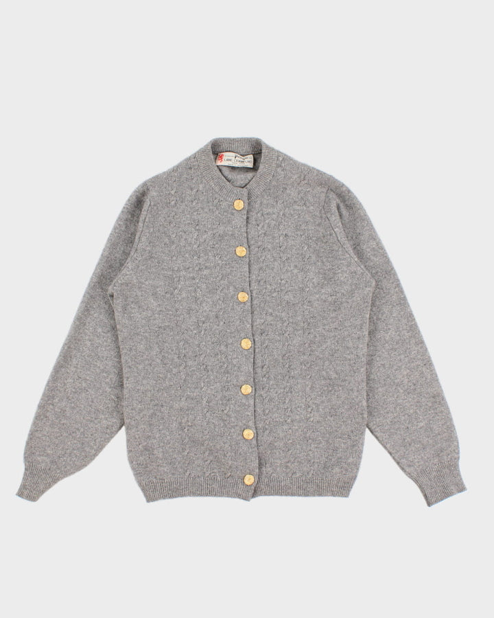Vintage 70s Pringle For Lane Crawford Grey Knit Cardigan - XS/S