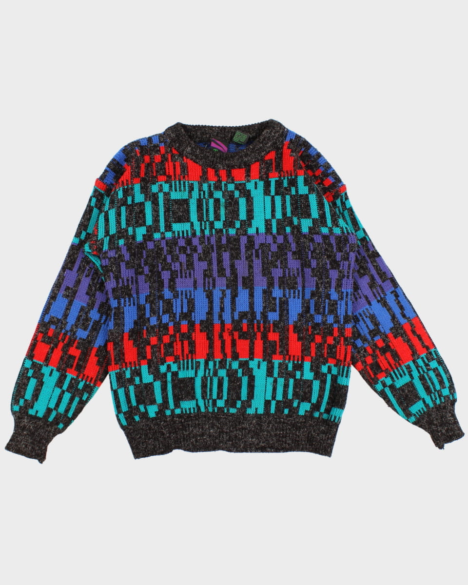 80's Patterned Knit Jumper- S