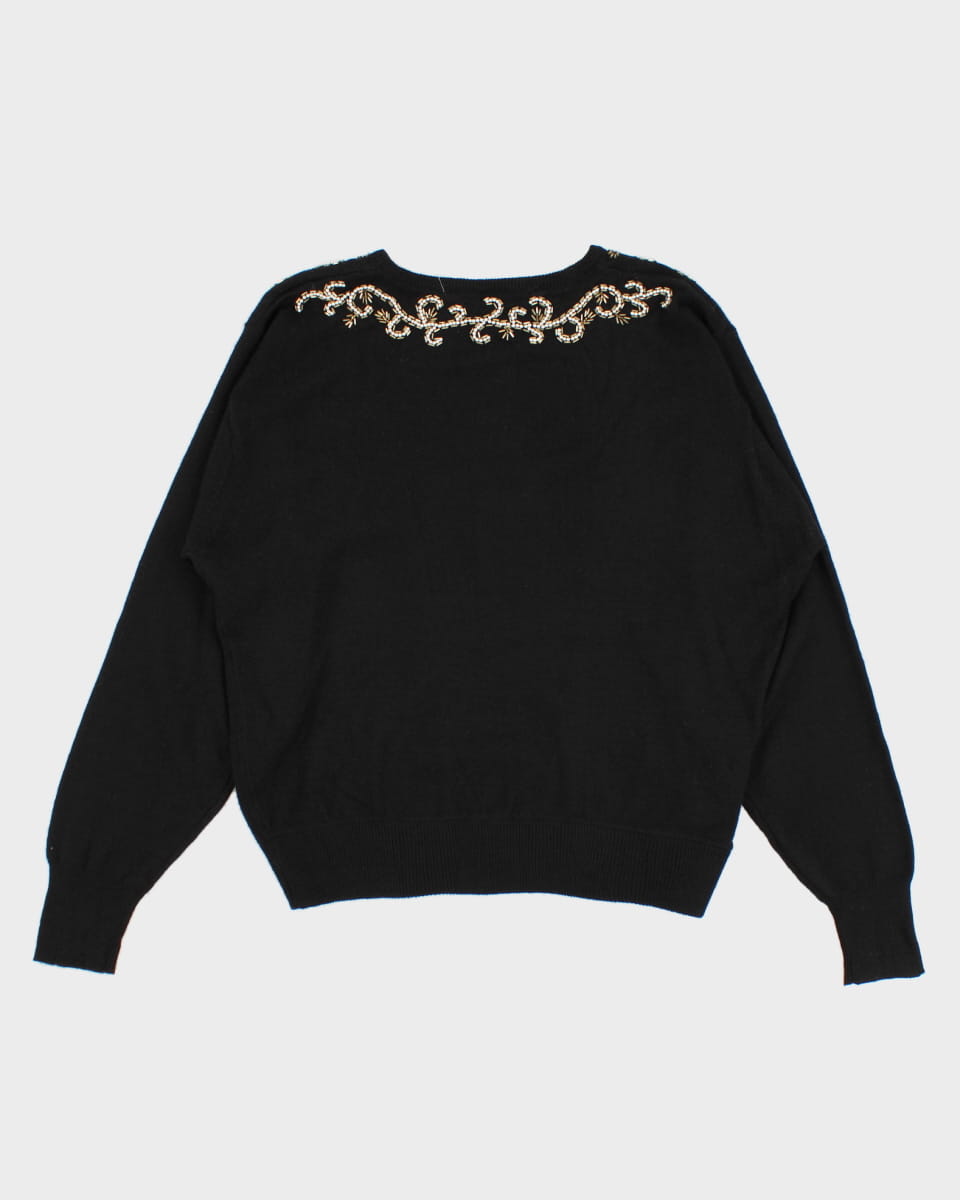 Vintage Beaded Knit Jumper - M