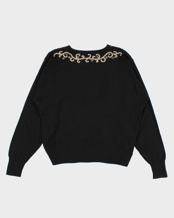 Vintage Beaded Knit Jumper - M