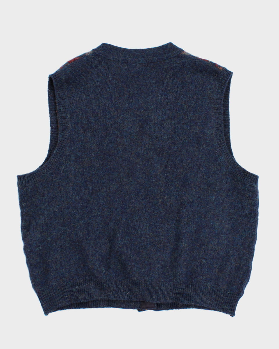 Vintage Lands' End Wool Argyle Button Up Vest - XL