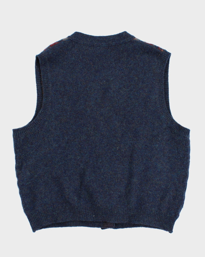 Vintage Lands' End Wool Argyle Button Up Vest - XL