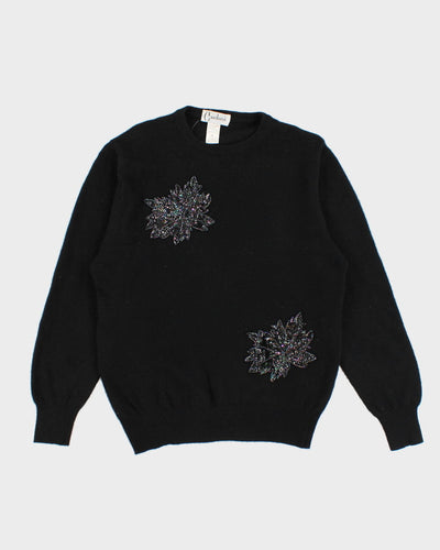 Vintage Wool Blend Beaded Knit Jumper - M