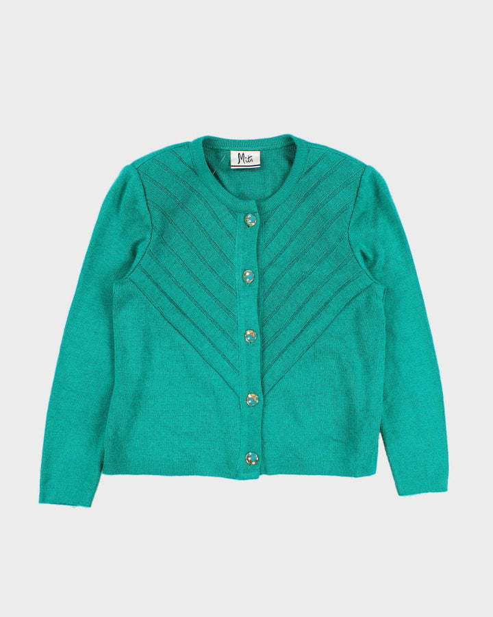 Vintage Turquoise Knit Cardigan - M