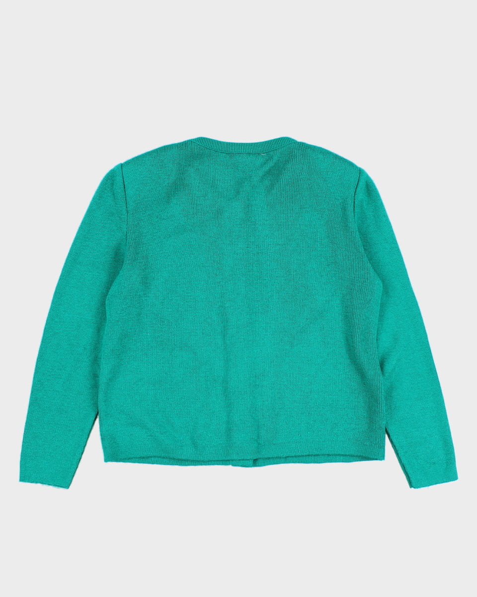 Vintage Turquoise Knit Cardigan - M