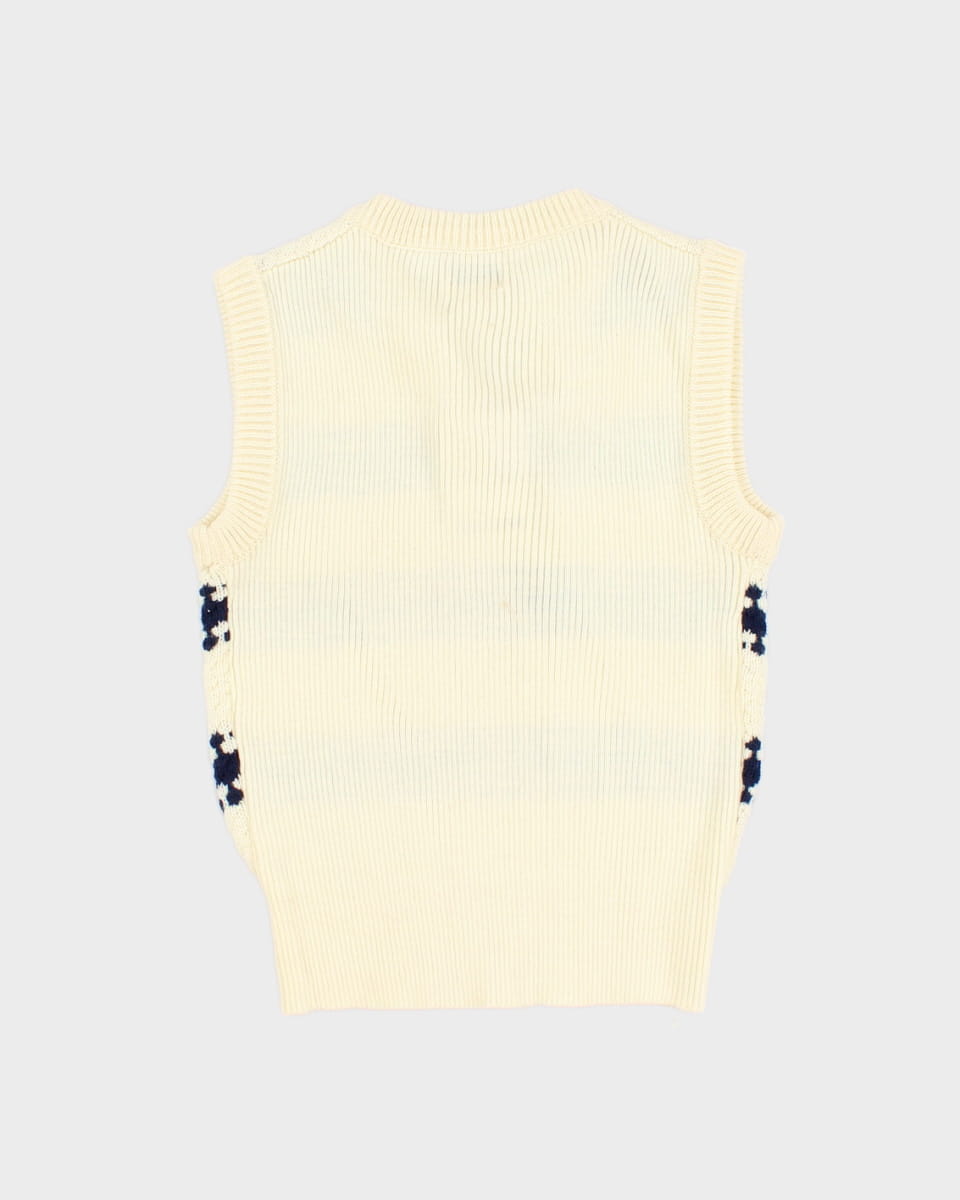 Vintage 1970s Cream Knitted Tank Top - XXS