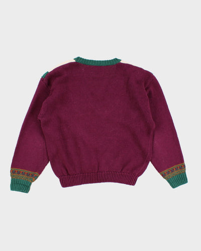 Vintage 90s Jantzen V-Neck Knit Jumper - M