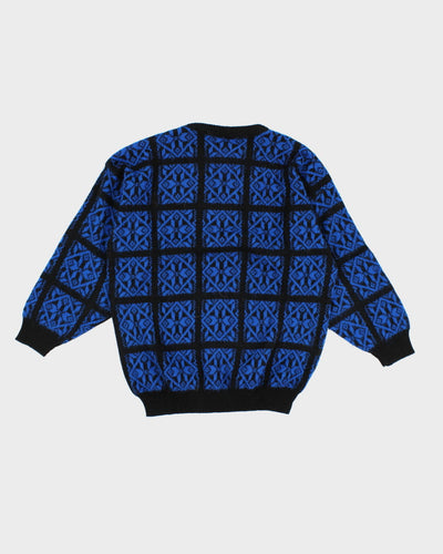 Vintage Natural High Blue Patterned Knitted Jumper - L