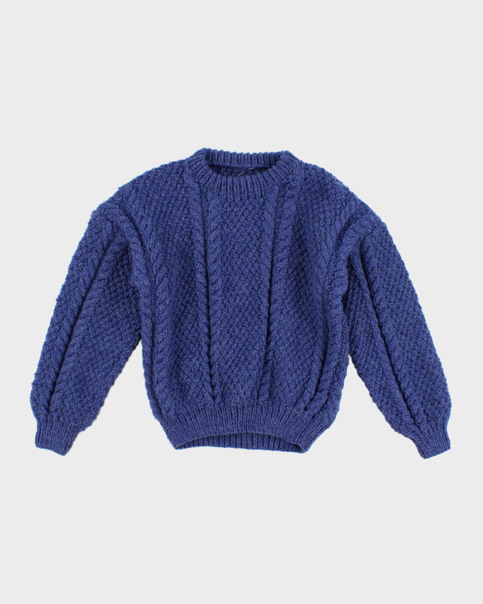 Women's Vintage Knit Blue Jumper - S - M
