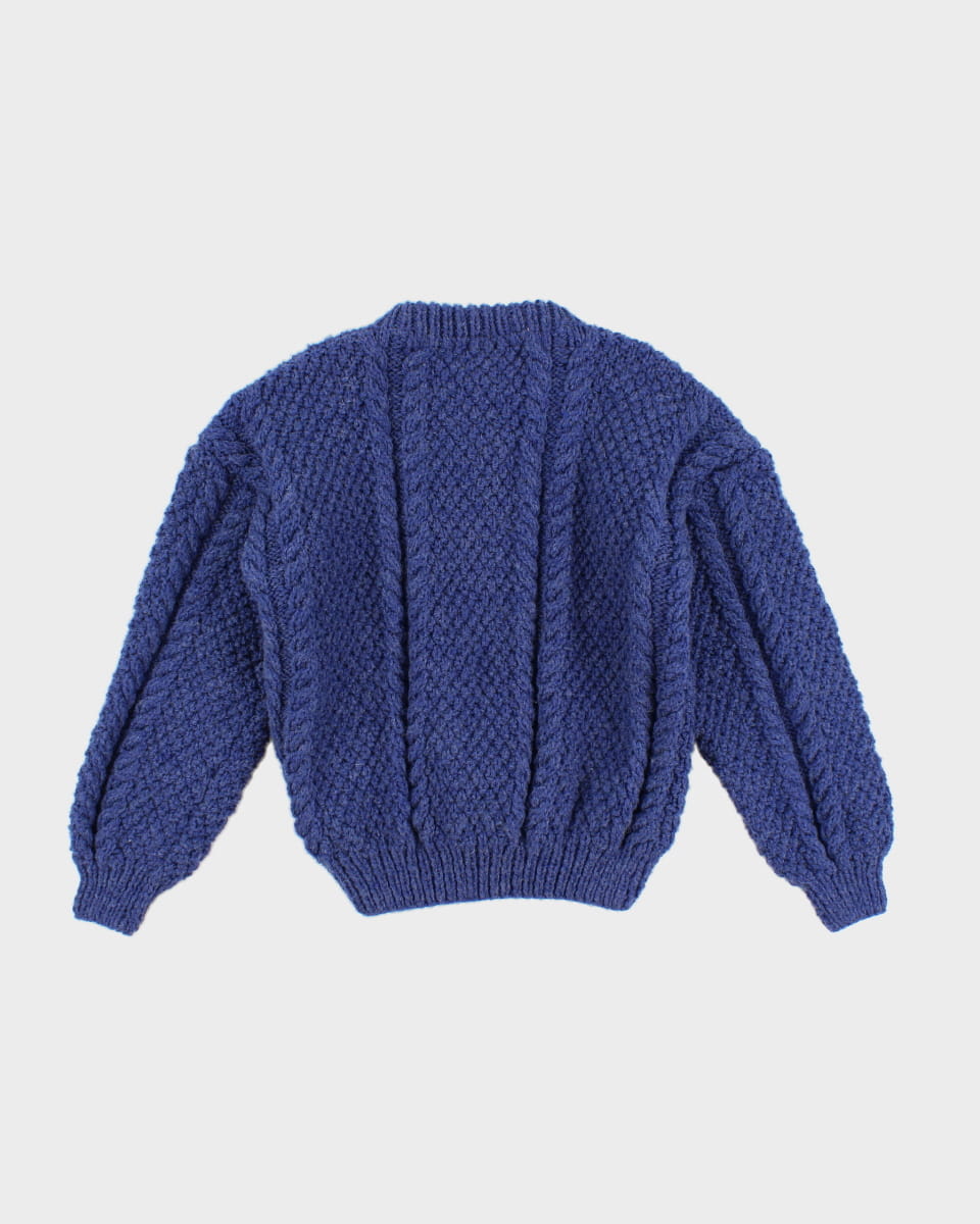 Women's Vintage Knit Blue Jumper - S - M