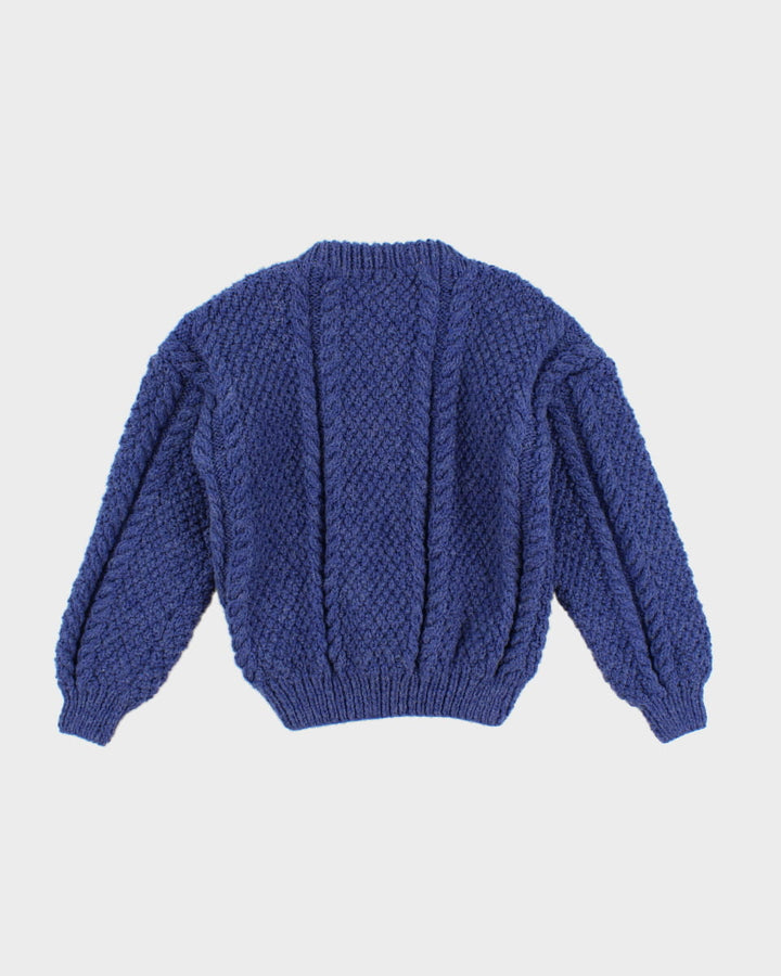 Women's Vintage Knit Blue Jumper - S - M