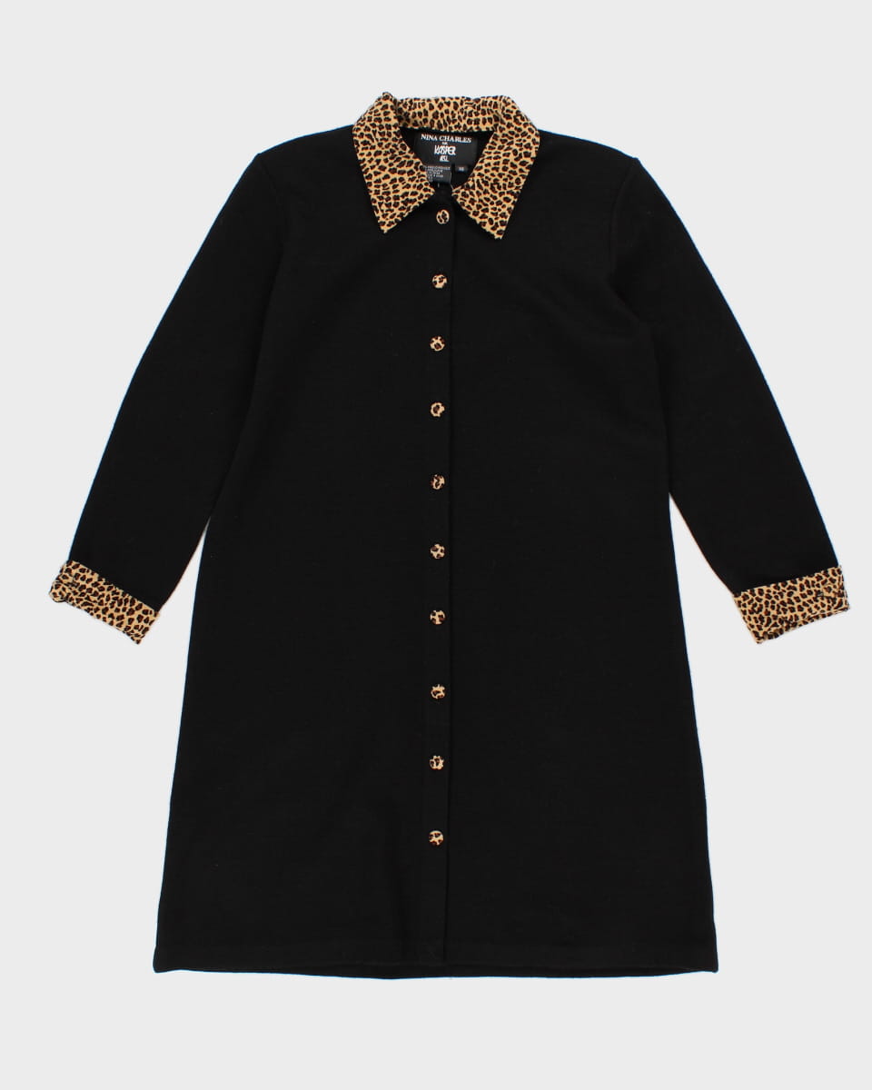 Vintage 90s Nina Charles For Kasper Cheetah Detailed Knit Dress - XS