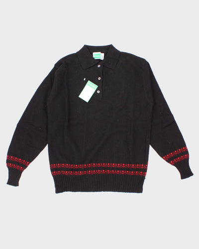 Women's Vintage 70's Benetton Pure Wool Collared Button Up Knit Long Sleeve - S