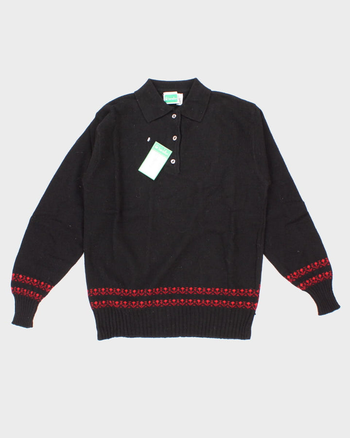 Women's Vintage 70's Benetton Pure Wool Collared Button Up Knit Long Sleeve - S