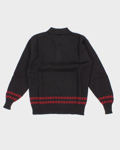 Women's Vintage 70's Benetton Pure Wool Collared Button Up Knit Long Sleeve - S
