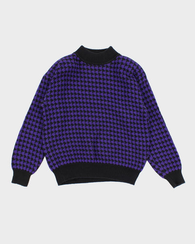 Vintage 90s Leigh Morgan Houndstooth Knit Jumper - M