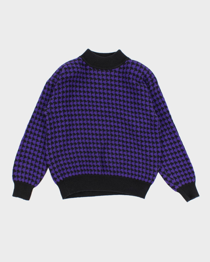 Vintage 90s Leigh Morgan Houndstooth Knit Jumper - M