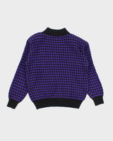 Vintage 90s Leigh Morgan Houndstooth Knit Jumper - M