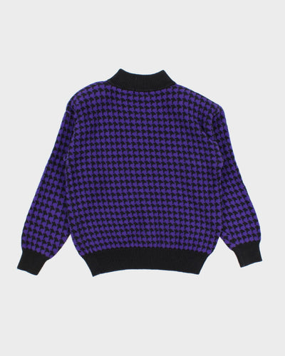 Vintage 90s Leigh Morgan Houndstooth Knit Jumper - M