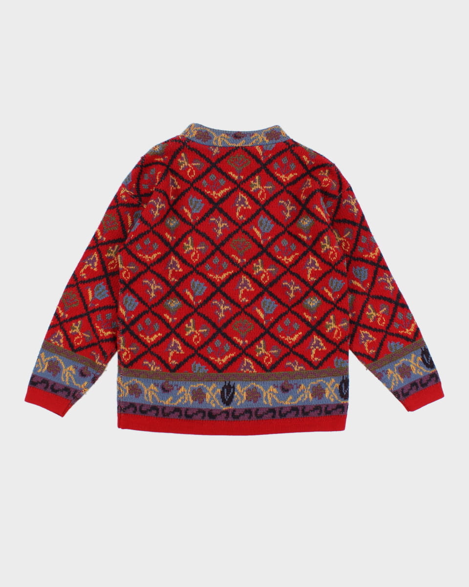 Vintage 90s Hasting & Smith Patterned Knit Jumper - S