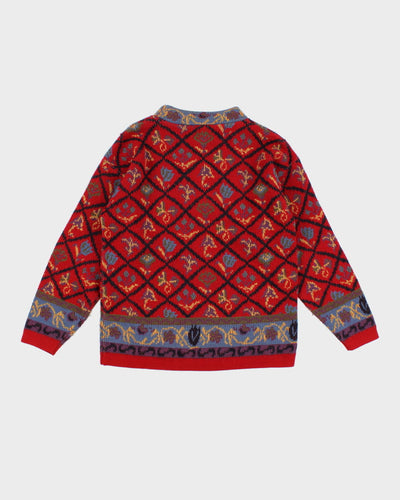 Vintage 90s Hasting & Smith Patterned Knit Jumper - S