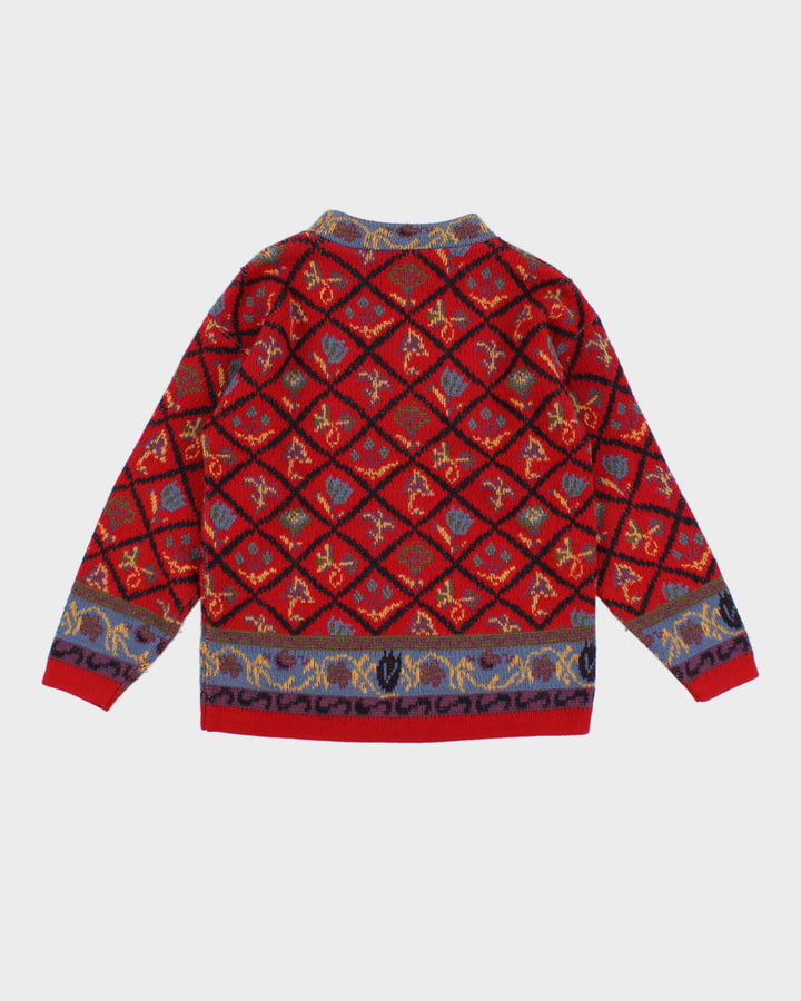 Vintage 90s Hasting & Smith Patterned Knit Jumper - S