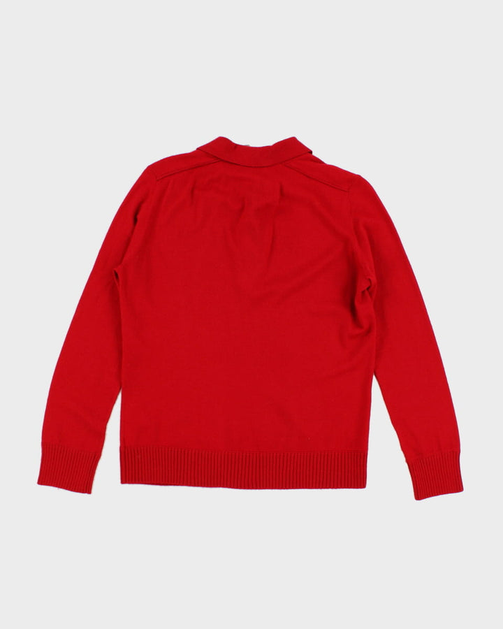 Women's Red Burberry Knit Long Sleeve - S