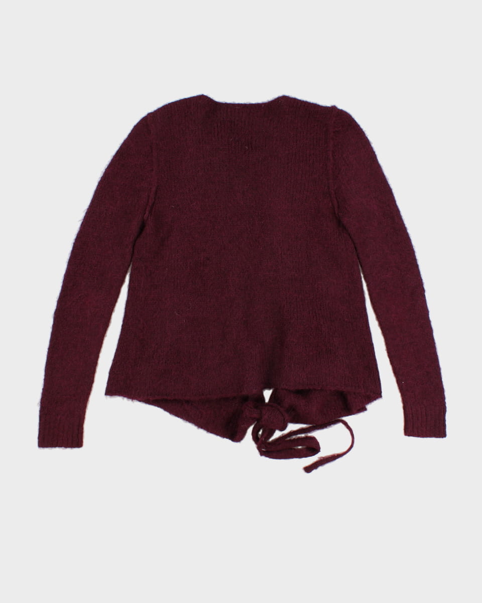 A Detacher Purple Wool Wrap Cardigan - S