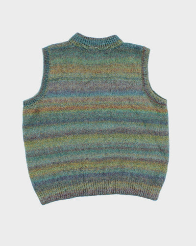 Knit Quarter Zip Multi-coloured Vest - M