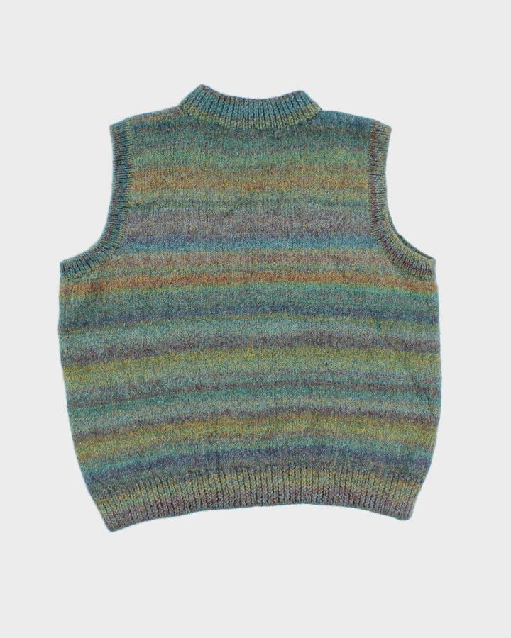 Knit Quarter Zip Multi-coloured Vest - M