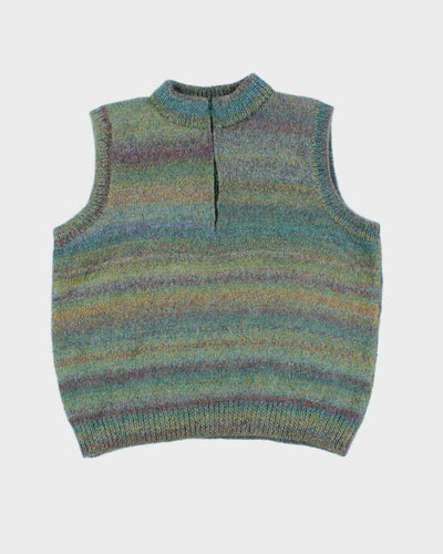 Knit Quarter Zip Multi-coloured Vest - M