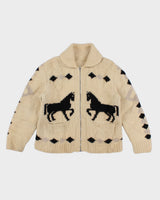 Vintage Handmade Chunky Knit Horse Detail Zip Up - M