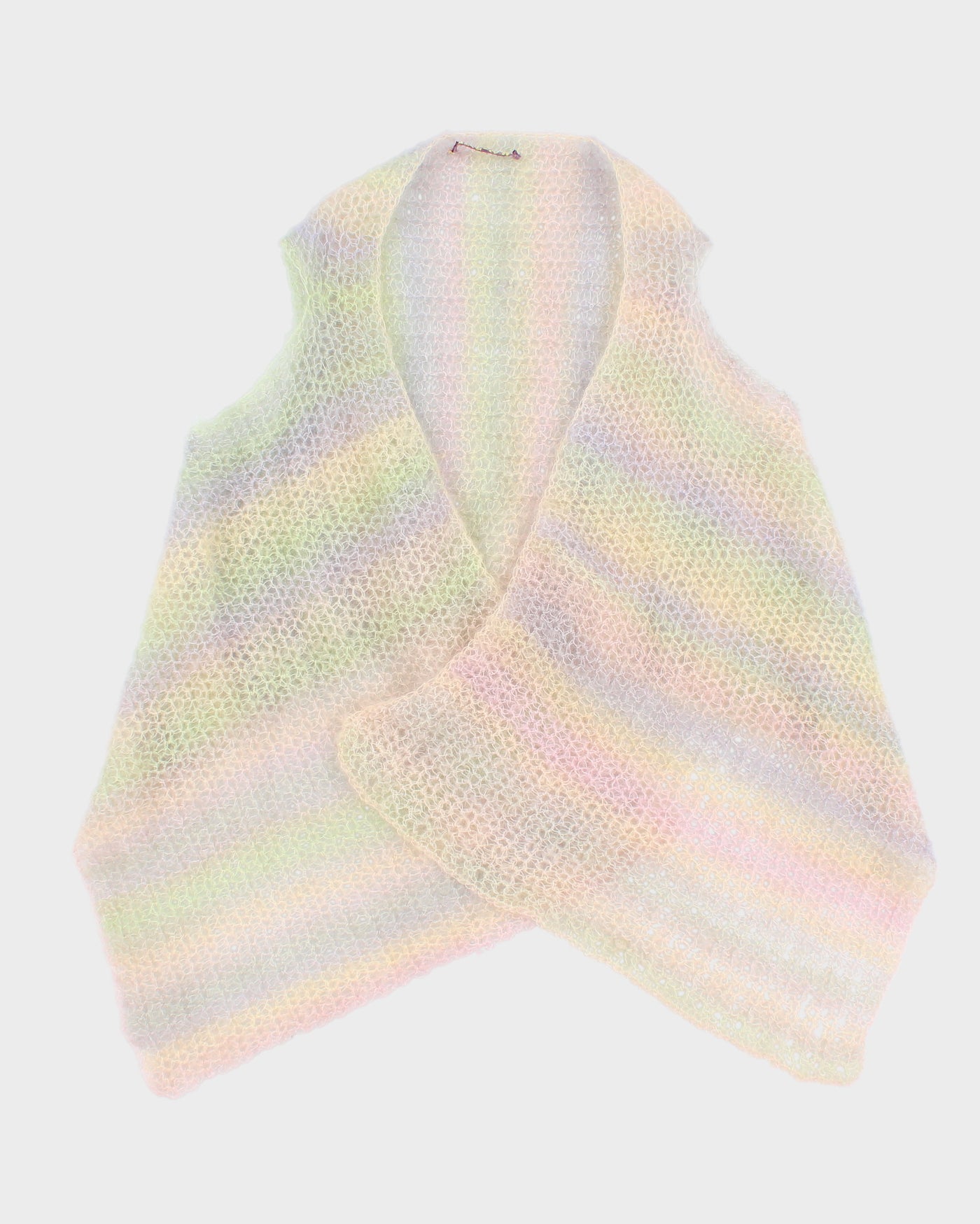 Womens Pastel Rainbow Knit Front Tie Up Vest - S