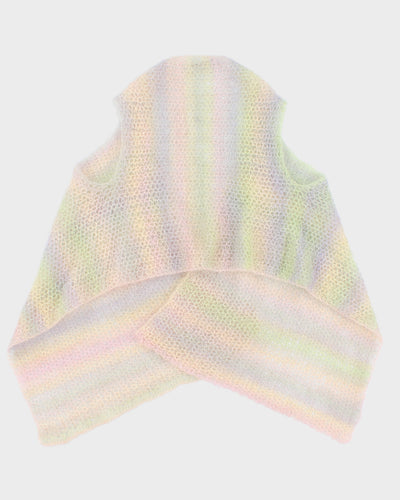 Womens Pastel Rainbow Knit Front Tie Up Vest - S