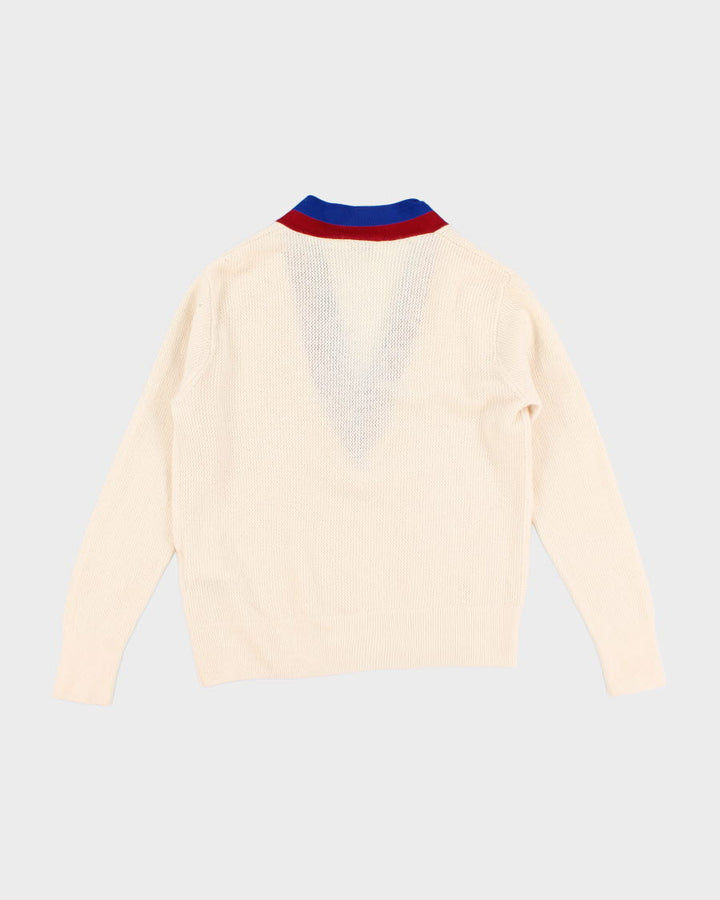 Vintage Woman's Sandro Cream V- Neck Sweater - S/M