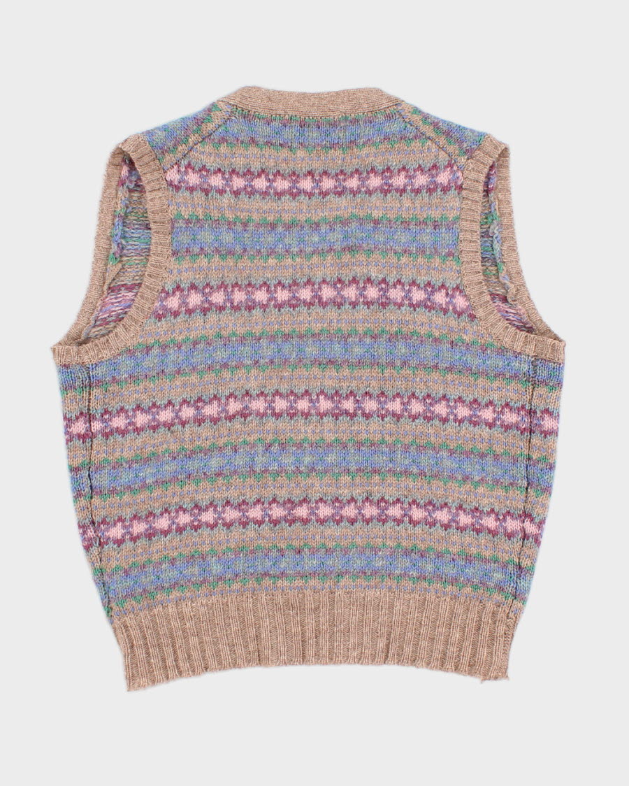 Vintage Shetland Wool Patterned Vest - S