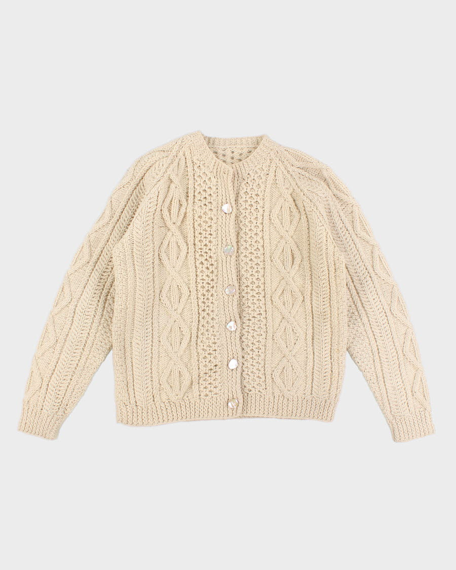 Women's Cream Cable knit cardigan - M