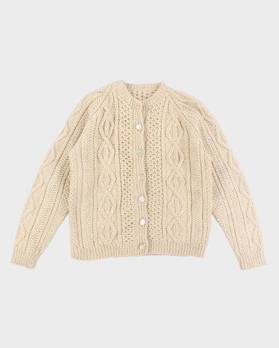 Women's Cream Cable knit cardigan - M