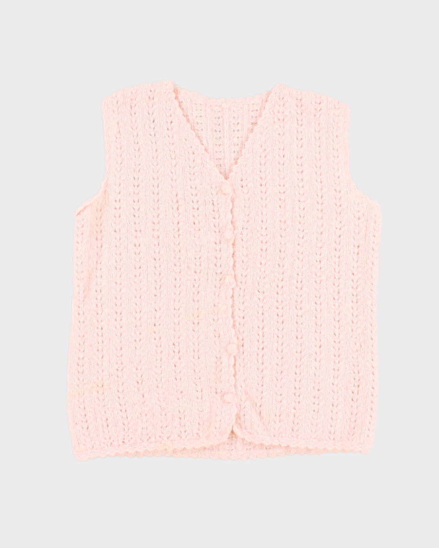 Handmade Darling Baby Pink Sleeveless Cardigan - M