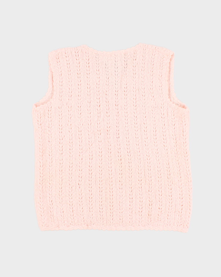 Handmade Darling Baby Pink Sleeveless Cardigan - M