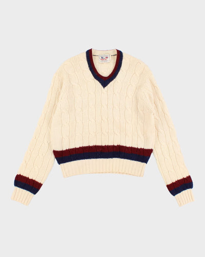 Vintage Tally Ho Wool V-Neck Jumper - M