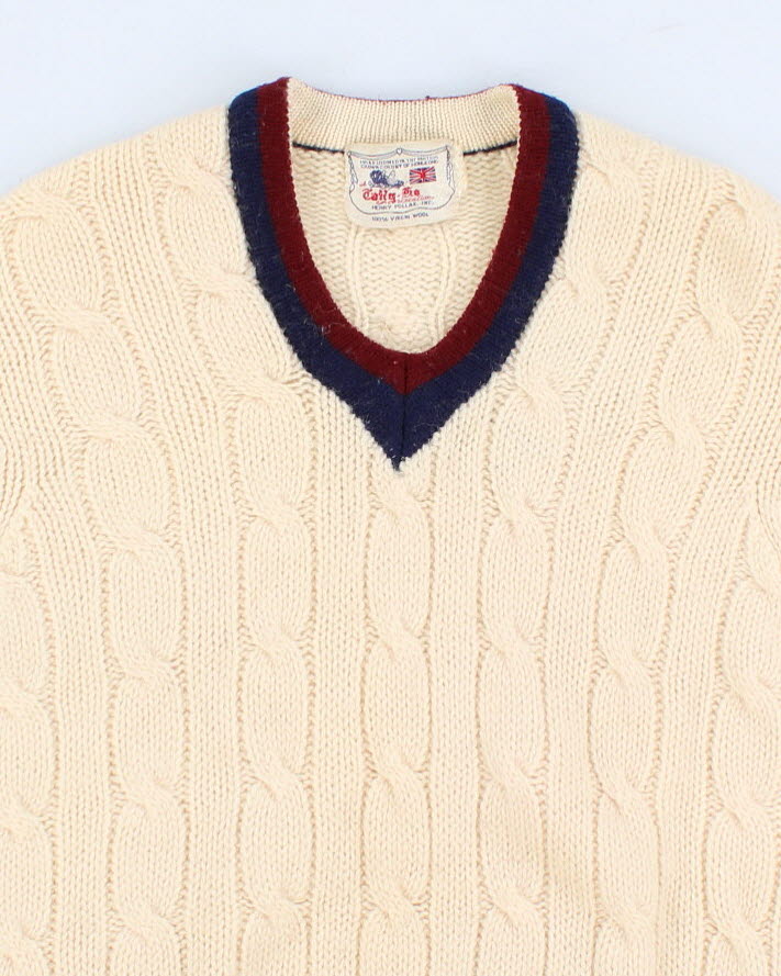 Vintage Tally Ho Wool V-Neck Jumper - M