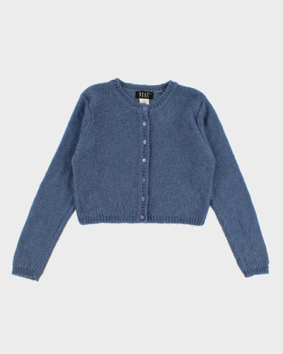 Vintage 90s Wool Blend Blue Cardigan - L