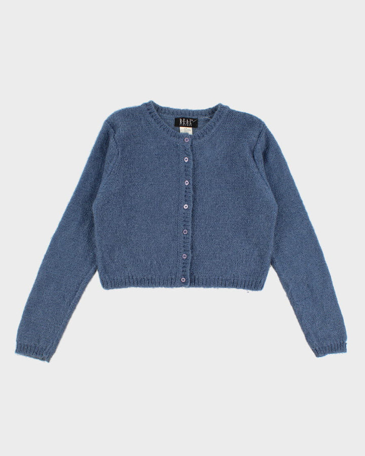 Vintage 90s Wool Blend Blue Cardigan - L