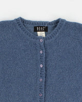 Vintage 90s Wool Blend Blue Cardigan - L