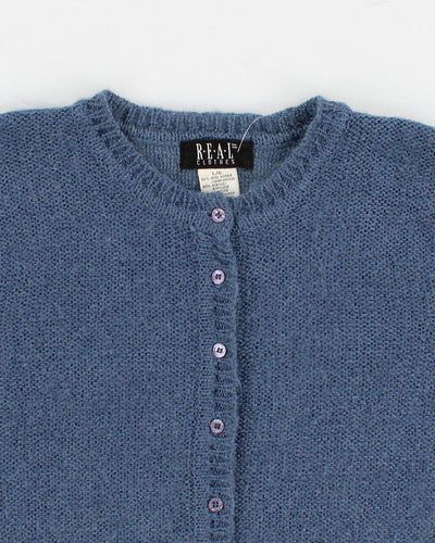 Vintage 90s Wool Blend Blue Cardigan - L
