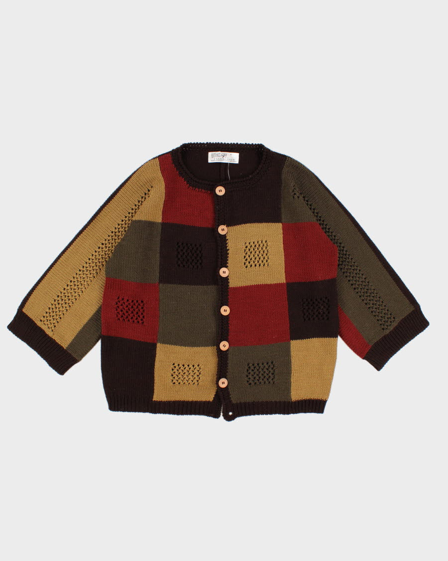 Autumnal Colour Block Panelled Cardigan - L