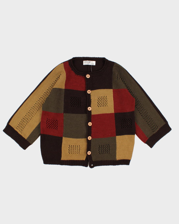 Autumnal Colour Block Panelled Cardigan - L