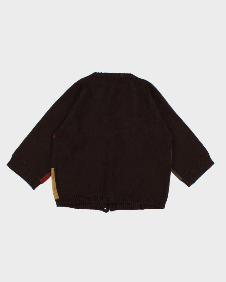 Autumnal Colour Block Panelled Cardigan - L